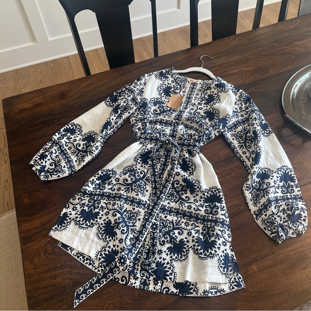 Boden Cleo Linen Tie Waist Dress